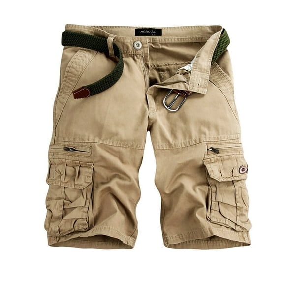 HCNTES Mens Outdoor Casual Expandable Waist Lightweight Water Resistant Quick Dry Fishing Hiking Short(Beige,34)