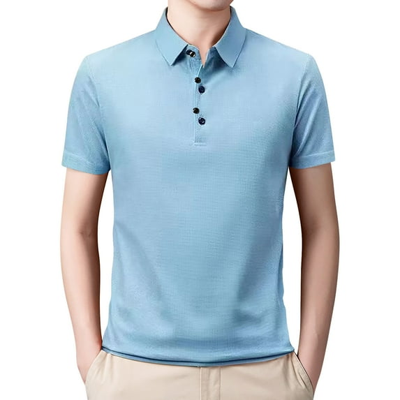 HCNTES Mens Polo Shirts Short Sleeve Golf Shirt Moisture Wicking Athletic Casual Collared T-Shirt(Z03-Light Blue,3XL)