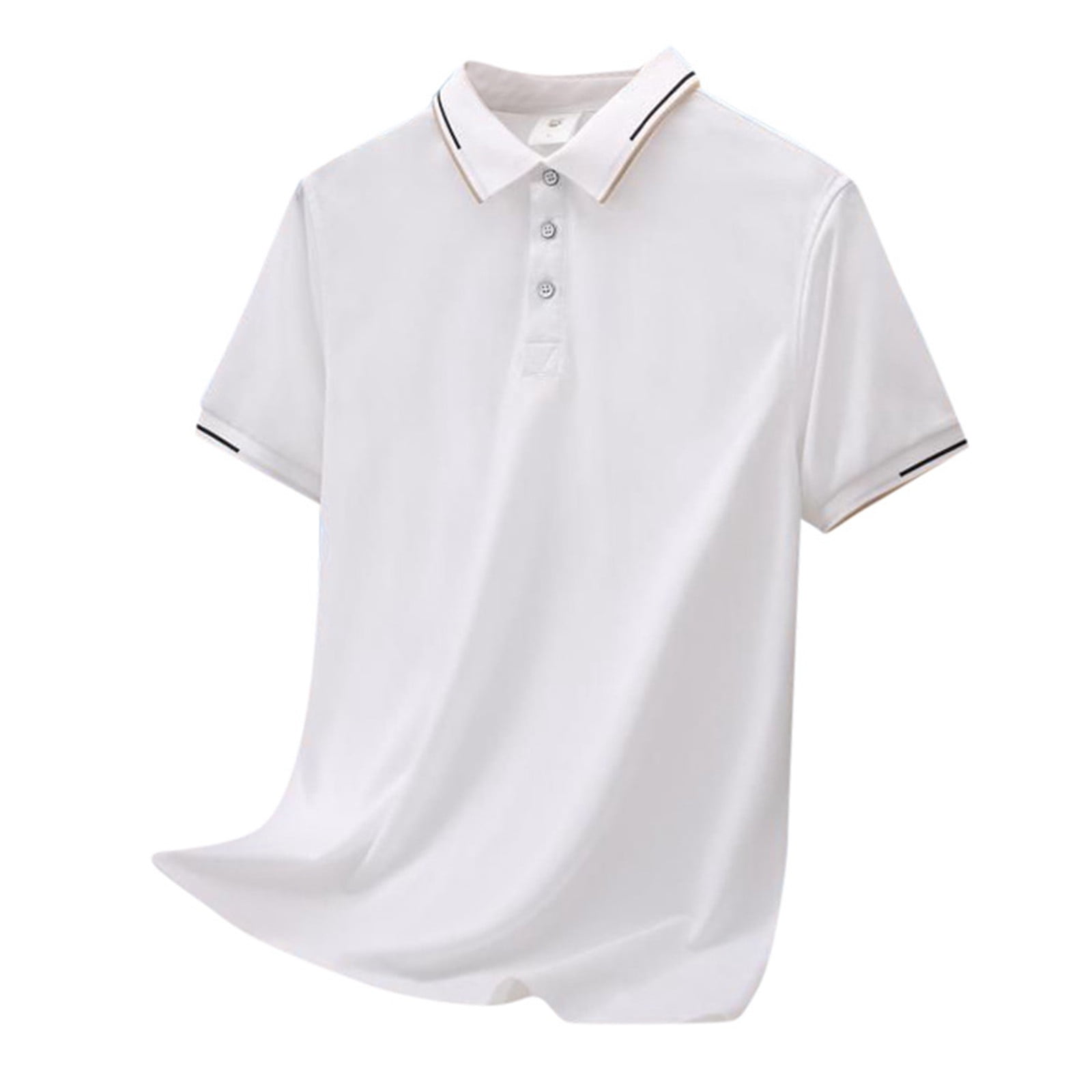 HCNTES Mens Short Sleeve Banded Bottom Polo Shirt with Pocket Golf