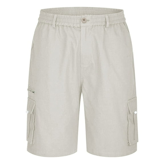 HCNTES Mens Shorts Cargo, 2025 Elastic Waist Bermuda Shorts Summer Casual Loose Fit Multi Pockets Outdoor Jogger Short Cargos(Beige,4XL)