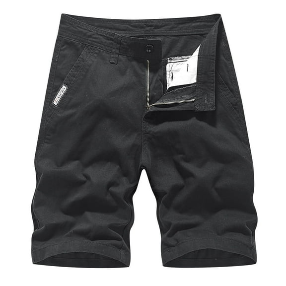 HCNTES Mens Shorts Cargo Drawstring Pockets Elastic Waist with Pockets(Black,36)