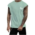 thumbnail image 1 of HCNTES Mens Tank Tops Casual Sports Fitness Sleeveless T-Shirt Workout Henley Shirts Sportswear Vest(Green,XL), 1 of 3