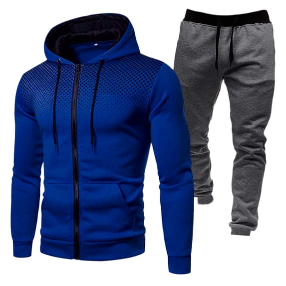 HCNTES Mens Tracksuit 8 pieces Thick Hooded Sweatsuit set,casual Outfit jogger sportwearï¼Blue,M)