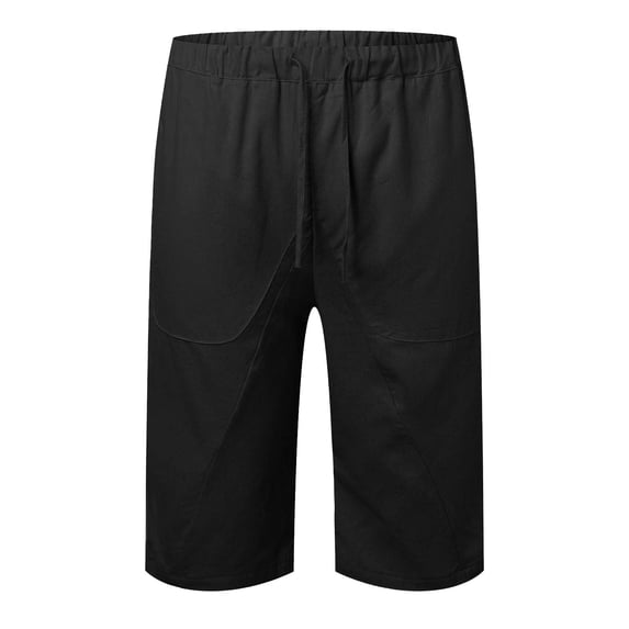 HCNTES Mens Shorts Board Shorts Bermuda Shorts Cotton Summer Bottoms Beach Vacation Yoga 2024 Shorts with Pockets(Black,L)