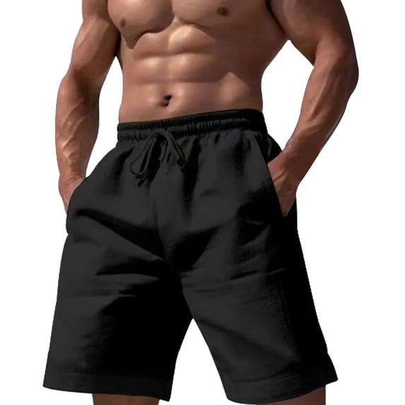 HCNTES Mens Walkshorts Drawstring Pockets Elastic Waist with Pockets(Black,XS)