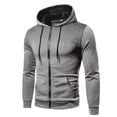 thumbnail image 1 of HCNTES Mens Zip Up hoodies for men Full-Zip Sweatshirt Loose Fit Hooded Jackets Casual hoodies for men with Pocket(Grey,XXL), 1 of 2