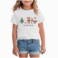 thumbnail image 1 of HCNTES Merry Christmas Shirt Toddler Girls T-Shirts Short Sleeve Funny Xmas Graphic Shirt for Girls Tee Holiday Casual Family Party Matching Tops, 1 of 4