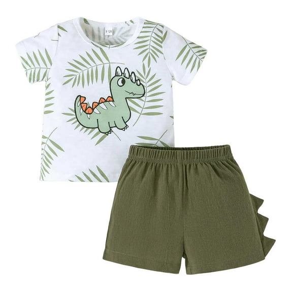 HCNTES Modern Toddler Alphabet Summer Wear Abstract Art and Alphabet Print Short Sleeve Top + Elastic Linen Shorts,6-12 Months AG