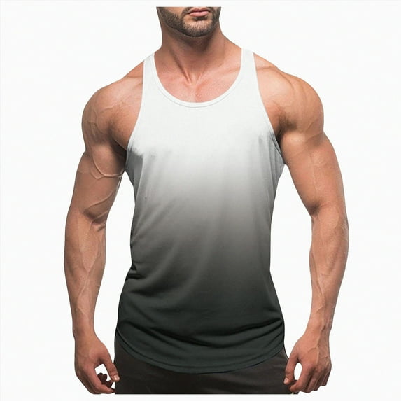 HCNTES Muscle Sleeveless Shirts for Men Cotton Summer Plain Gym Workout Tank Tops Crewneck Solid Loose Fit Hippie Tanks big mens t shirts sleeveless(3XL,White)