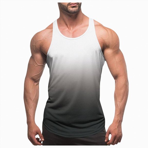 HCNTES Muscle Sleeveless Shirts for Men Cotton Summer Plain Gym Workout Tank Tops Crewneck Solid Loose Fit Hippie Tanks mens cut off shirts(XXL,White)