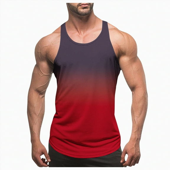 HCNTES Muscle Sleeveless Shirts for Men Cotton Summer Plain Gym Workout Tank Tops Crewneck Solid Loose Fit Hippie Tanks 5xl tank top big men(3XL,Red)