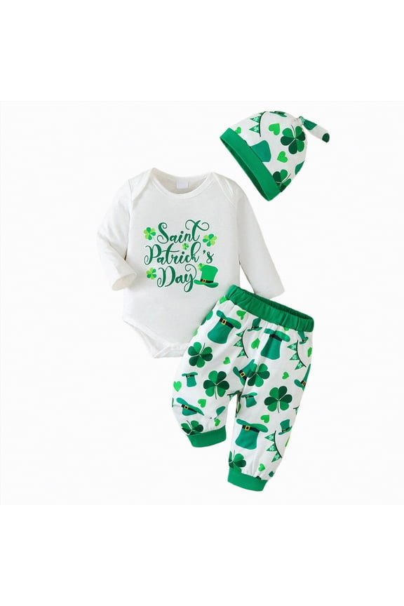 My First 1st New Year Outfit Baby Boy 3PCS Long Sleeve Pants Set(White,3-6 Months)