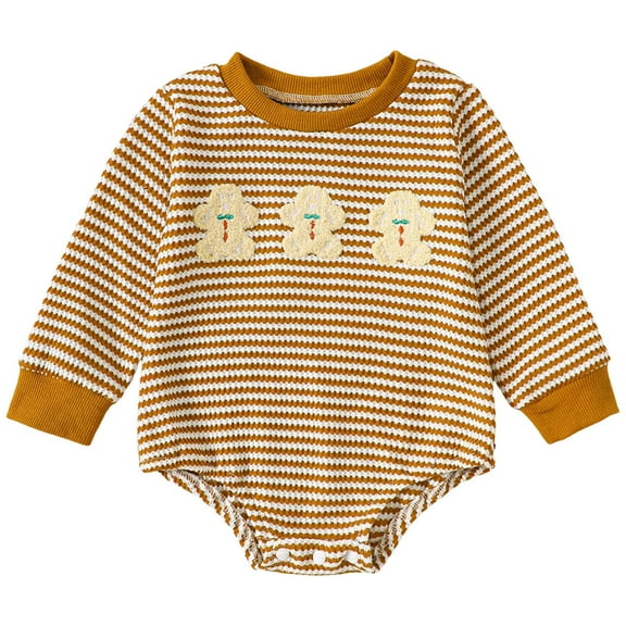 HCNTES Baby Boy Girl Fall Winter Clothes Long Sleeve Bubble Sweatshirt Romper Cute One Piece Outfit(6-12 Months,R113-Yellow)