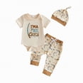 thumbnail image 1 of HCNTES Newborn Baby Fall Clothes New To The Camping Crew Outfit Long Sleeve Romper Pants Set Infant Boy Girl 3pcs(Khaki,0-3 Months), 1 of 5