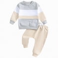 thumbnail image 1 of HCNTES Newborn Infant Baby Boys Fall Outfits Long Sleeve Sweatshirt Elastic Pants Suit Toddler Spring Clothes Set(Light Gray,12-18 Months), 1 of 6