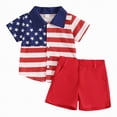 thumbnail image 1 of HCNTES Newborn Infant Girl Boy Independence Day Short Sleeve Prints T Shirt Tops + Shorts Set Toddler Boys Girls Summer Outfits 6 12 18 Months 2T 3T(F02-Red,6-12 Months), 1 of 9
