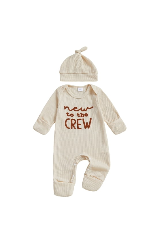 Outfit Boy Long Sleeve Letter Romper Ribbed Knit Jumpsuit Baby Boy Preemie Outfit(G135-Beige,)