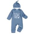 thumbnail image 1 of HCNTES Outfit Boy Long Sleeve Letter Romper Ribbed Knit Jumpsuit Baby Boy Preemie Outfit(Y63-Blue,0-3 Months), 1 of 4