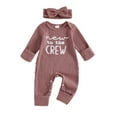 thumbnail image 1 of HCNTES Outfit Girl Long Sleeve Letter Romper Ribbed Knit Jumpsuit Baby Girl Preemie Outfit(Y47-Purple,0-3 Months), 1 of 4