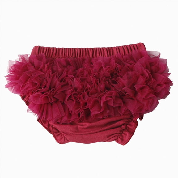 HCNTES Pack Ruffle Diaper Cover - Baby Bloomers, Cute Cotton Baby Girl Shorts,Briefs- Panties for Toddler Girls (Wine-a,15-24 M)