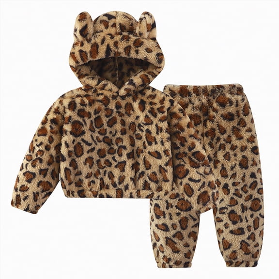 HCNTES Pants Sets Outfit 1 8T Toddler Cute Fall Winter Pullover Clothes Hooded Cute Fuzzy Pajamas,Sizes 2-3 Years