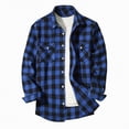 thumbnail image 1 of HCNTES Flannel Shirt for Men Long Sleeve Vintage Buttons Down Plaid Shirt with Chest Pocket(Z01-Blue,S), 1 of 7