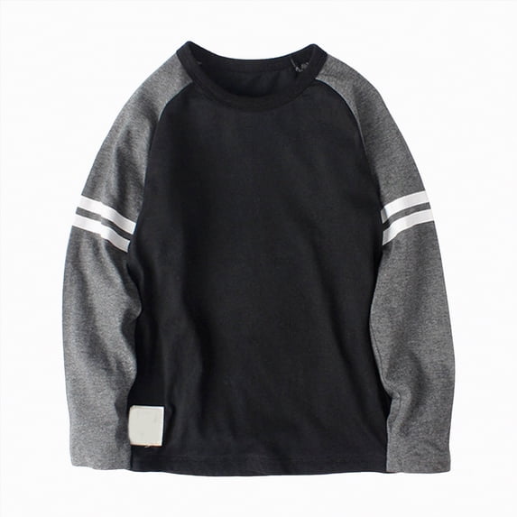 HCNTES Shirts Boys Boys' T-Shirt - Long Sleeve Logo T-Shirt for Boys - Athletic Crewneck Long Sleeve Tee(Black,8-10 Years)