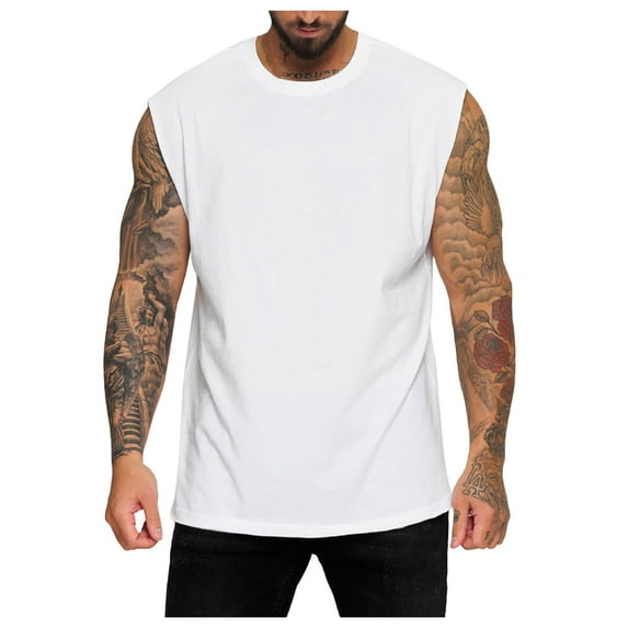 HCNTES Sleeveless Knitted Crochet Men's Tank Tops: See Through, Hollow Out Design for a Stylish Summer Beach Look and Hippie Vibe 2XL White