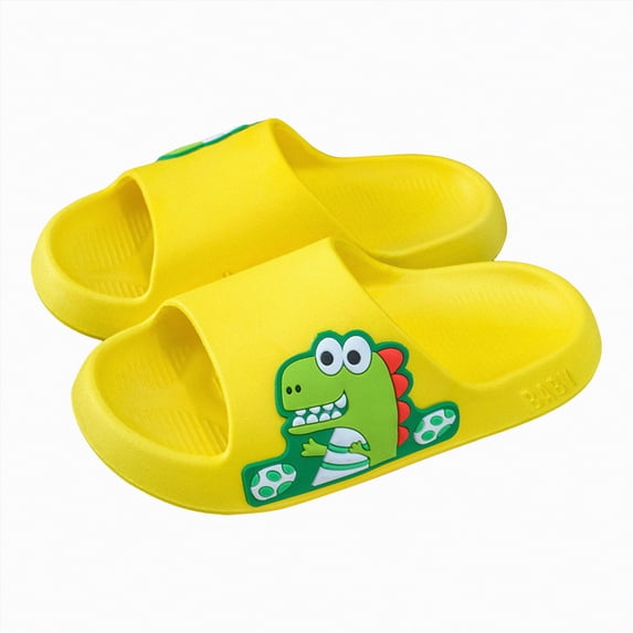 HCNTES Slides for Kids, Toddler Pillow Slippers Shower Bathroom Non-Slip Open Toe Super Soft Comfy Thick Sole Cozy Boys Girls(Yellow,3)