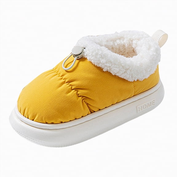 HCNTES Slippers for Kids Toddler Baby Boys Girls Cute Cartoon Design House Shoes Children's Soft Plush Fall Winter House Slippers(Yellow,12)