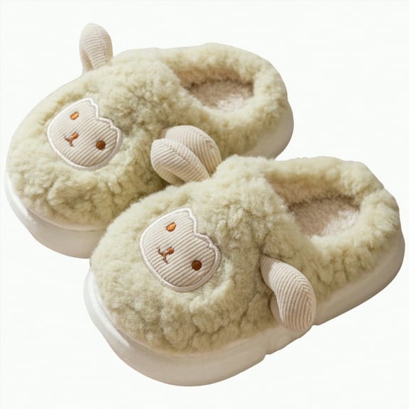 HCNTES Slippers for Kids Toddler Baby Boys Girls Cute Cartoon Design House Shoes Children's Warm Plush Fall Winter House Slippers(Green,8.5)