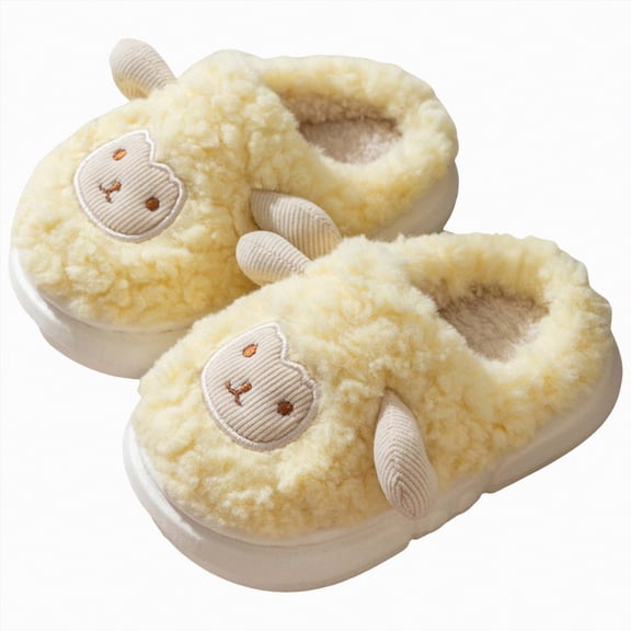 HCNTES Slippers for Kids Toddler Baby Boys Girls Cute Cartoon Design House Shoes Children's Warm Plush Fall Winter House Slippers(Yellow,6)