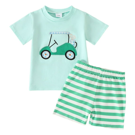 HCNTES Sparkly Toddler Dino Glitzy Outfit Sequin - Embellished and Dinosaur Short Sleeve Top Elastic Denim Shorts,3-6 Months Sky Blue