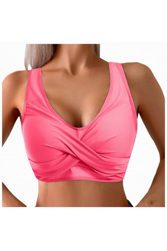 String Bikini Tops for Women Bathing Suit Swim Tops Sexy Triangle Bikini Top(M,a6-Pink)