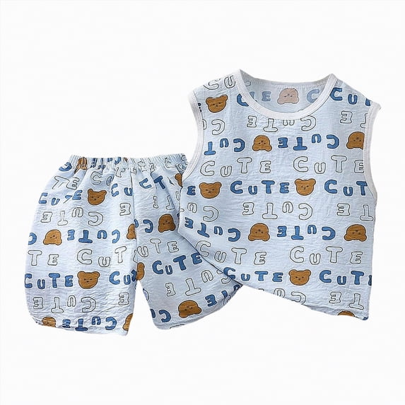 HCNTES Summer Outfit for Toddler Boy Frog Allover Print Tank Top and Shorts 2-Piece Set Boys Summer Clothes for Warm Weather Play