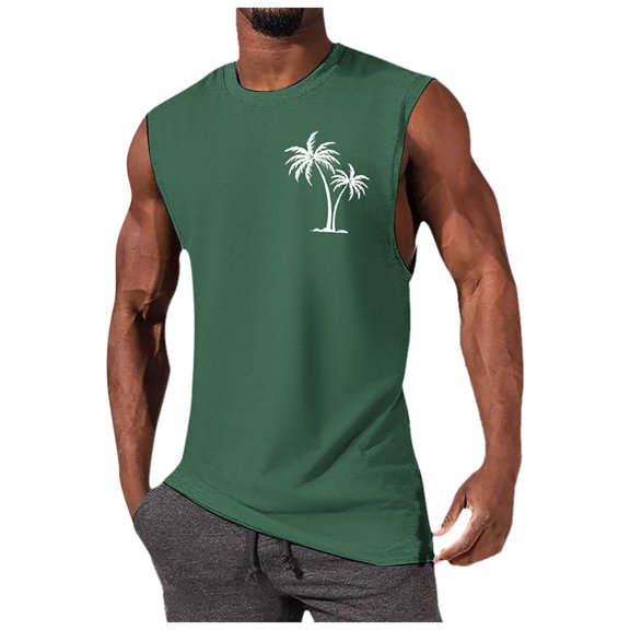 HCNTES Tank Tops for Men Tank Shapewear Belly Workout Running Vest(Green,L)