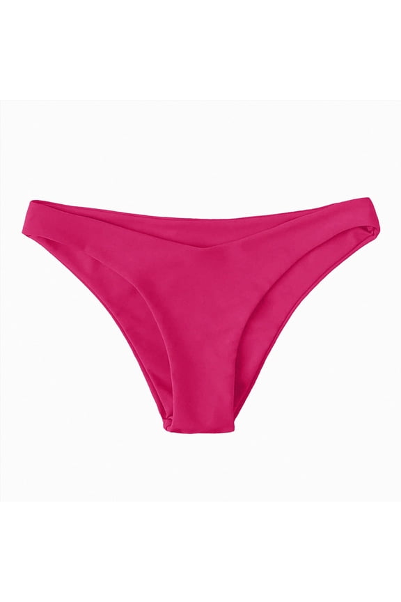 Tie Side Bikini Bottoms - Women Full Coverage Swimsuit Bottom Mid Rise Mid Waist Swim Bathing Suit Bottom (Pink,L)