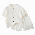 thumbnail image 1 of HCNTES Toddler Baby Boy 2 Piece Outfits Kid Outfits for Girls Summer Clothes for Kids Sport T Shirts and Shorts Kids Clothing Sets For Children 2t 3t 4t 5t 6t 7t(C01-Beige,12-18 Months), 1 of 4