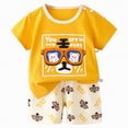 thumbnail image 1 of HCNTES Toddler Baby Boy 2 Piece Outfits Set Kid Outfits for Girls Summer Clothes for Kids Sport T Shirts and Shorts Kids Clothing Sets For Kid Summer Activities 3t 4t 5t 6t 8t(H1-Yellow,2-3 Years), 1 of 4