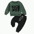 thumbnail image 1 of HCNTES Toddler Baby Boy 2Pcs Outfits Pullover Tops + Drawstring Pants Set Fall Winter Clothes boy sweat suits(Green,3-6 Months), 1 of 9