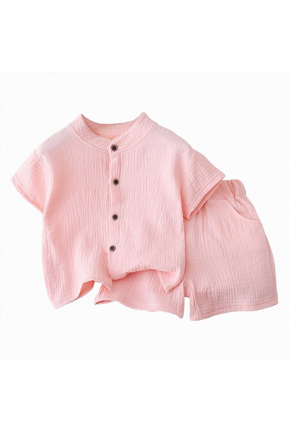 Toddler Baby Boy Birthday Outfit Graphic Animals Embroidery Short Sleeve T-Shirt and Gingham Plaid Shorts Set(Pink,18-24 Months)