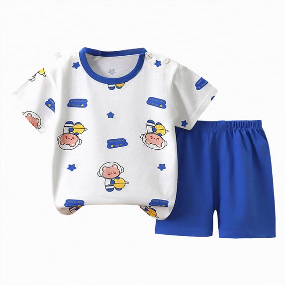 HCNTES Toddler Baby Boy Clothes Boys Summer Outfits Fashion Pattern T-Shirt & Shorts Set(3-9 Months,a350-White)