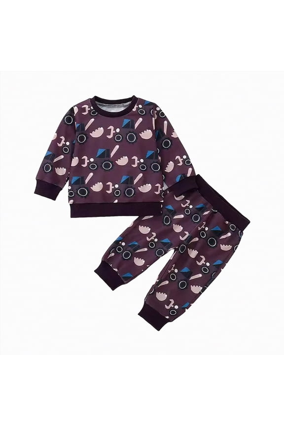 Toddler Baby Boy Clothes Fall Outfits Long Sleeve Sweatshirt Tops Pants Set for Boys 6 9 12 18 24 Months 2T 3T 4T(18-24 Months,Brown&c2)