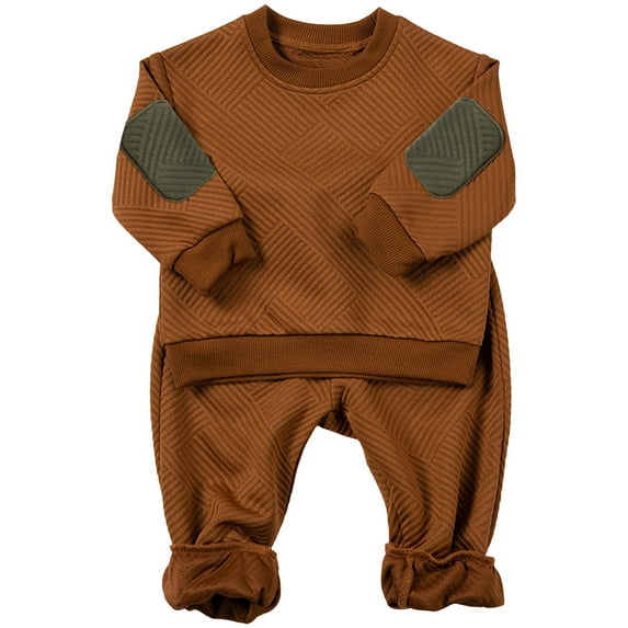 HCNTES Toddler Baby Boy Clothes Fall Winter Outfits Truck Embroidery Long Sleeve Crewneck Sweatshirts Pants(4-5 Years,S1426-Brown)