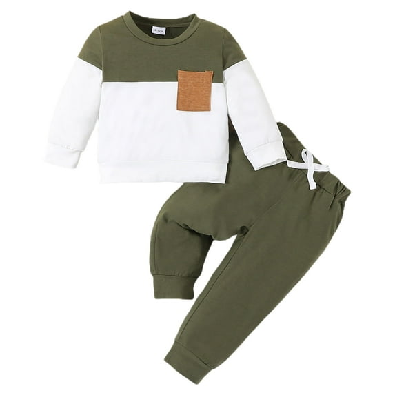 HCNTES Toddler Baby Boy Clothes Sweatshirt Long Sleeve Shirt Top Pants Fall Outfit boys clothes 12 18 month(Green,6-9 Months)
