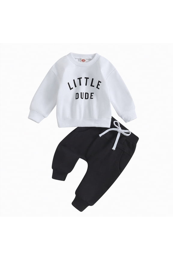 Toddler Baby Boy Cute Clothes Outfits Fall Winter Sweatshirt Pants Outfit Boy Fall Clothes Set(White&4#2,3-6 Months)
