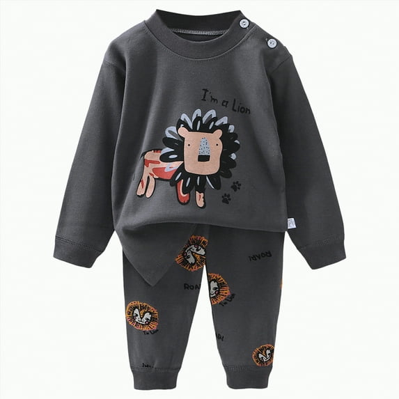 HCNTES Toddler Baby Boy Fall Outfit Contrast Color Sweatshirt Tops with Elastic Waist Pants Cute Winter Clothes(18-24 Months,Grey-2)