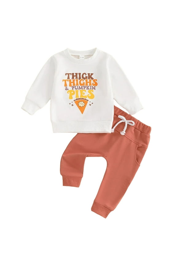 Toddler Baby Boy Fall Winter Clothes 2-Piece Long Sleeve Top and Pant Playwear Set for Boys, White 18-24 Months