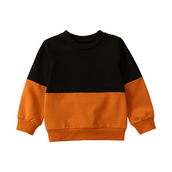 HCNTES Toddler Baby Boy Fall Winter Clothes Color Block Long Sleeve Crewneck Sweatshirt Oversize Pullover Casual Outfit(12-18 Months,G172-Black)