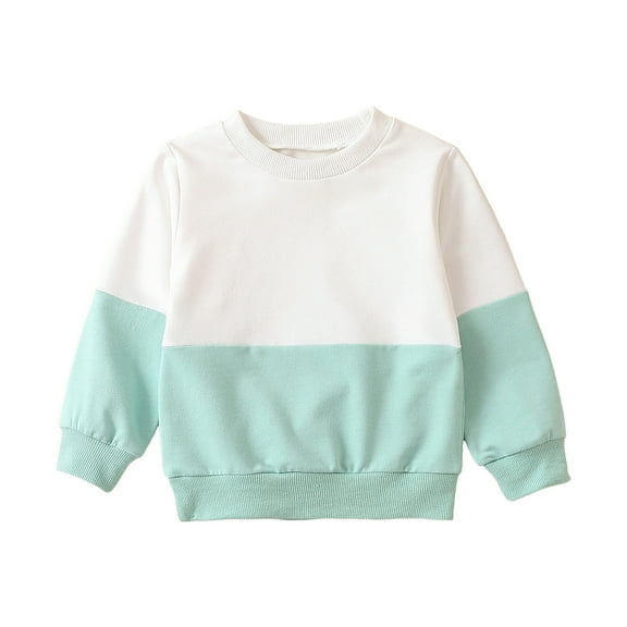 HCNTES Toddler Baby Boy Fall Winter Clothes Color Block Long Sleeve Crewneck Sweatshirt Oversize Pullover Casual Outfit(12-18 Months,G173-Blue)